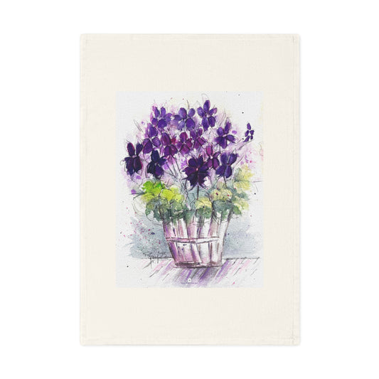 Purple Ivy Geraniums Organic Vegan Cotton Tea Towel