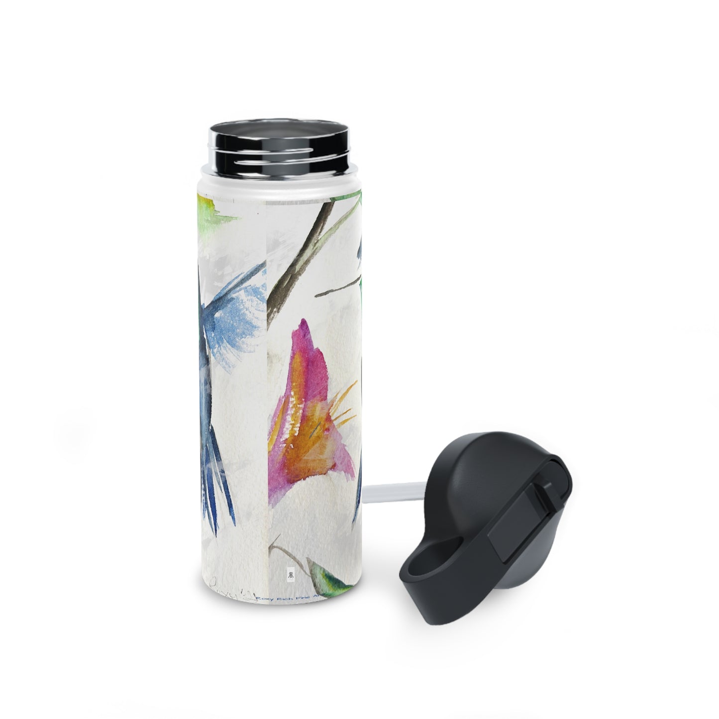 Bouteille d'eau en acier inoxydable Floaty Hummingbird, couvercle standard