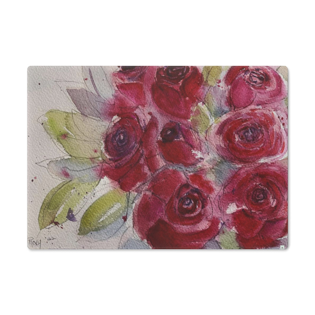 Red Roses Glass Cutting Board