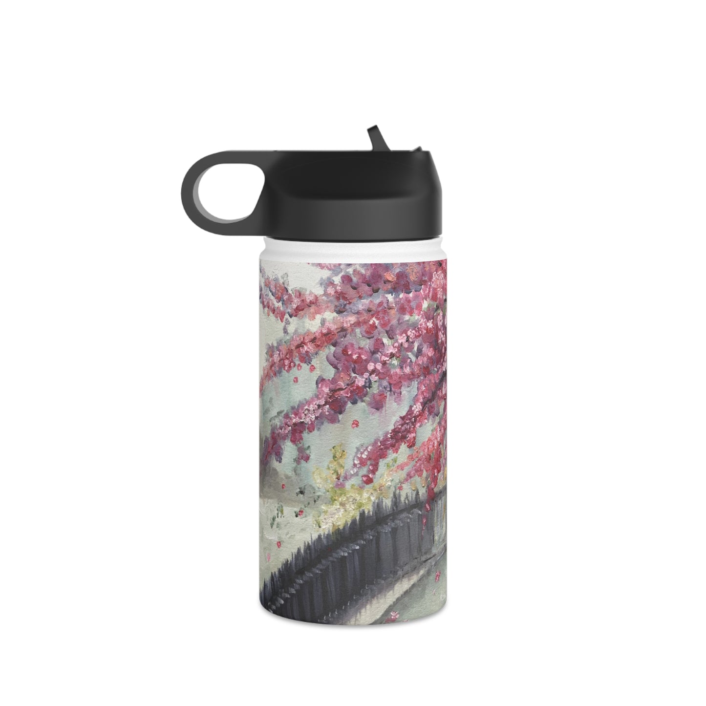 April in Paris Cherry Blossoms Stainless Steel Water Bottle, Standard Lid