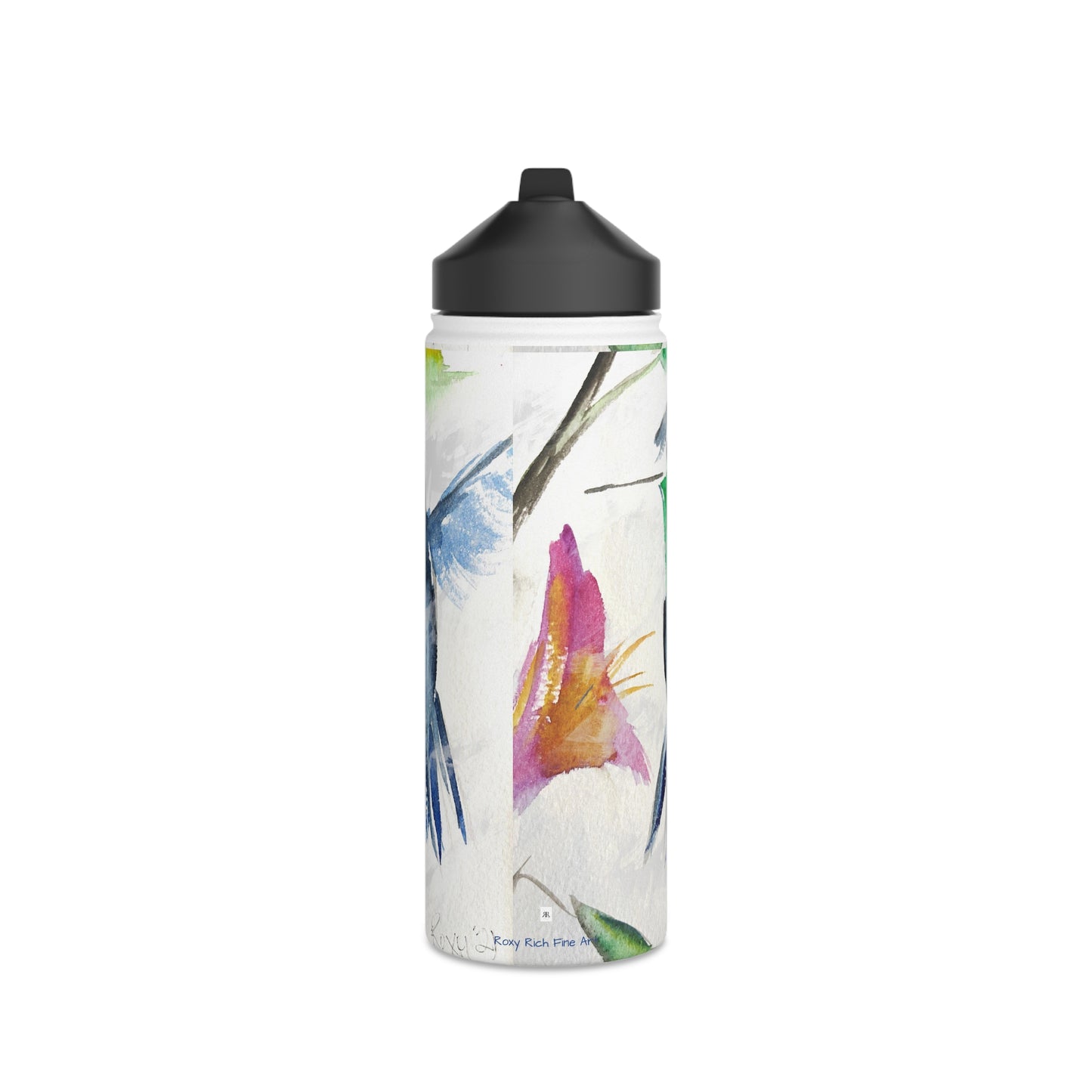 Bouteille d'eau en acier inoxydable Floaty Hummingbird, couvercle standard