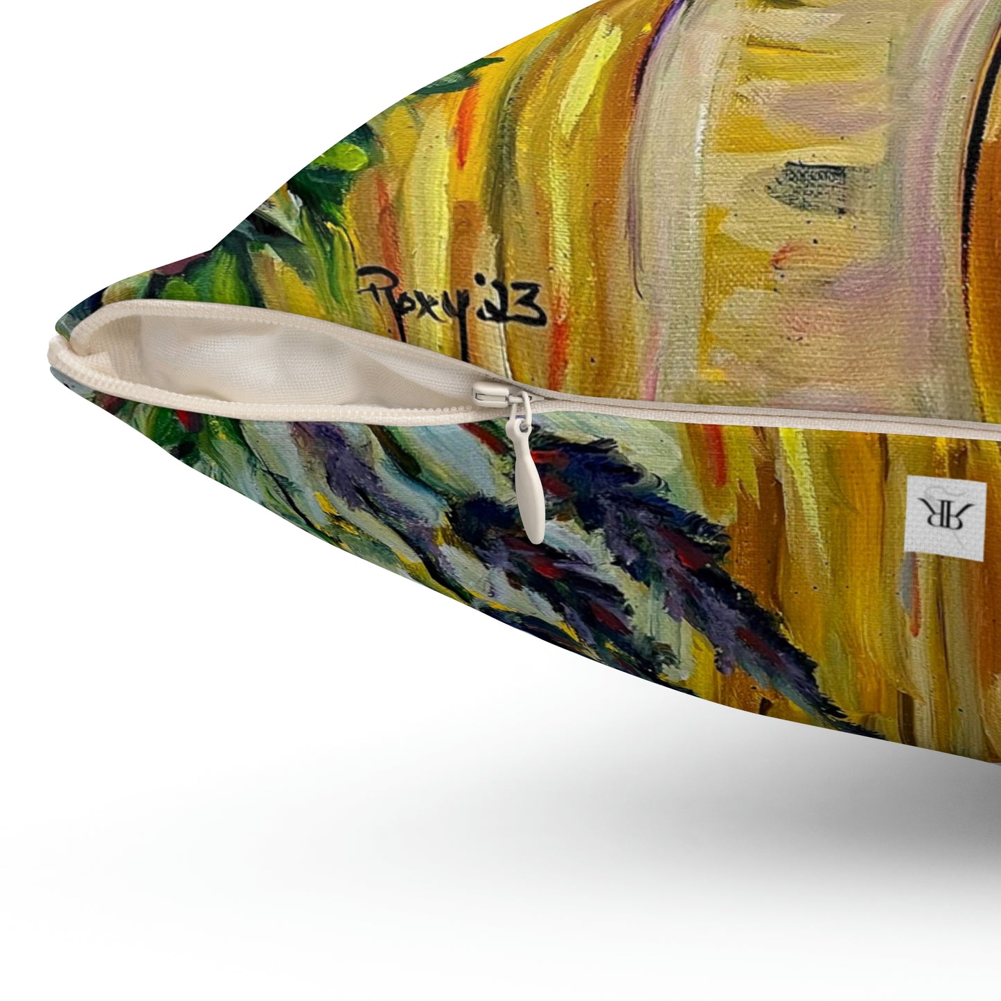 Almohada cuadrada de poliéster hilado para interiores Colibrí Lady