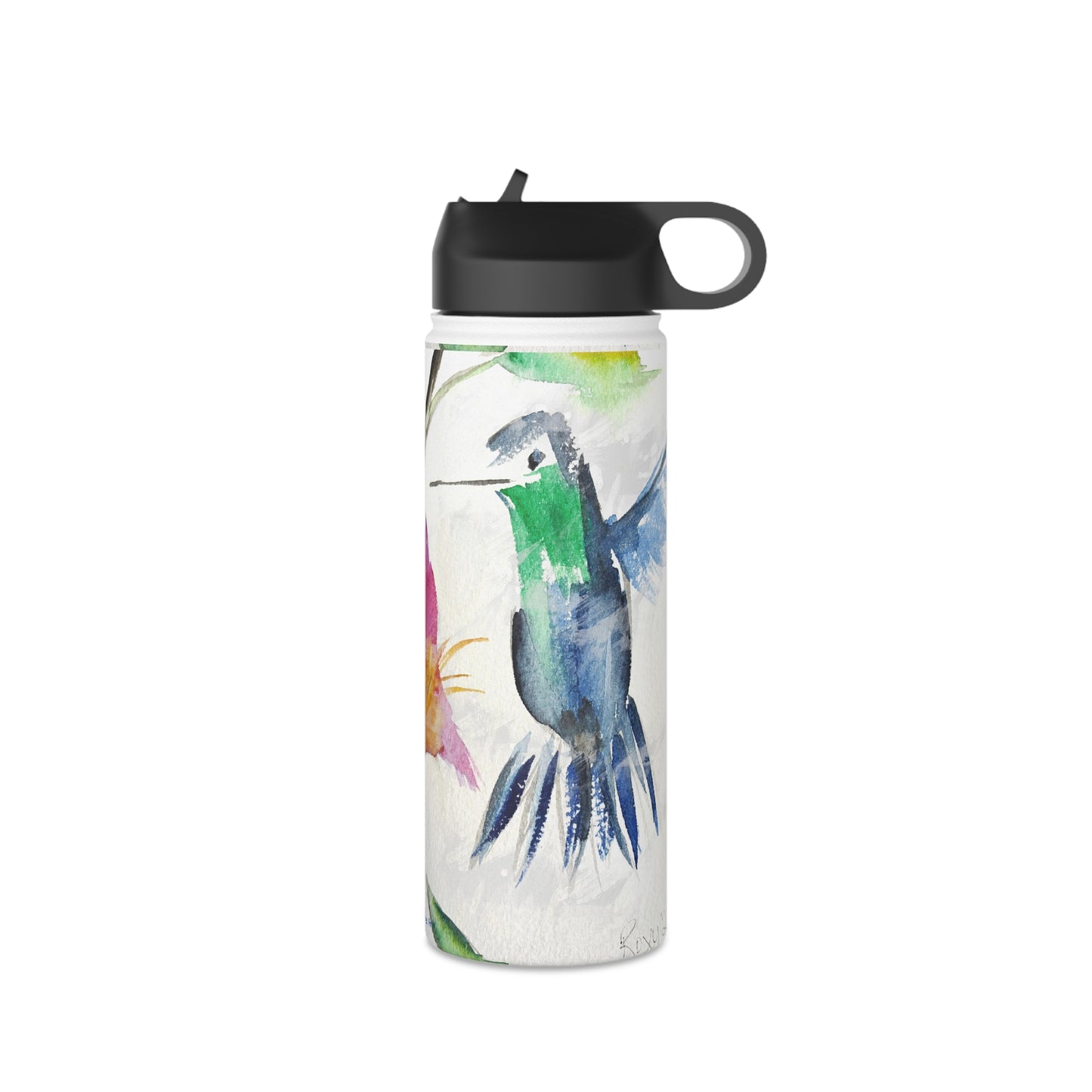 Bouteille d'eau en acier inoxydable Floaty Hummingbird, couvercle standard
