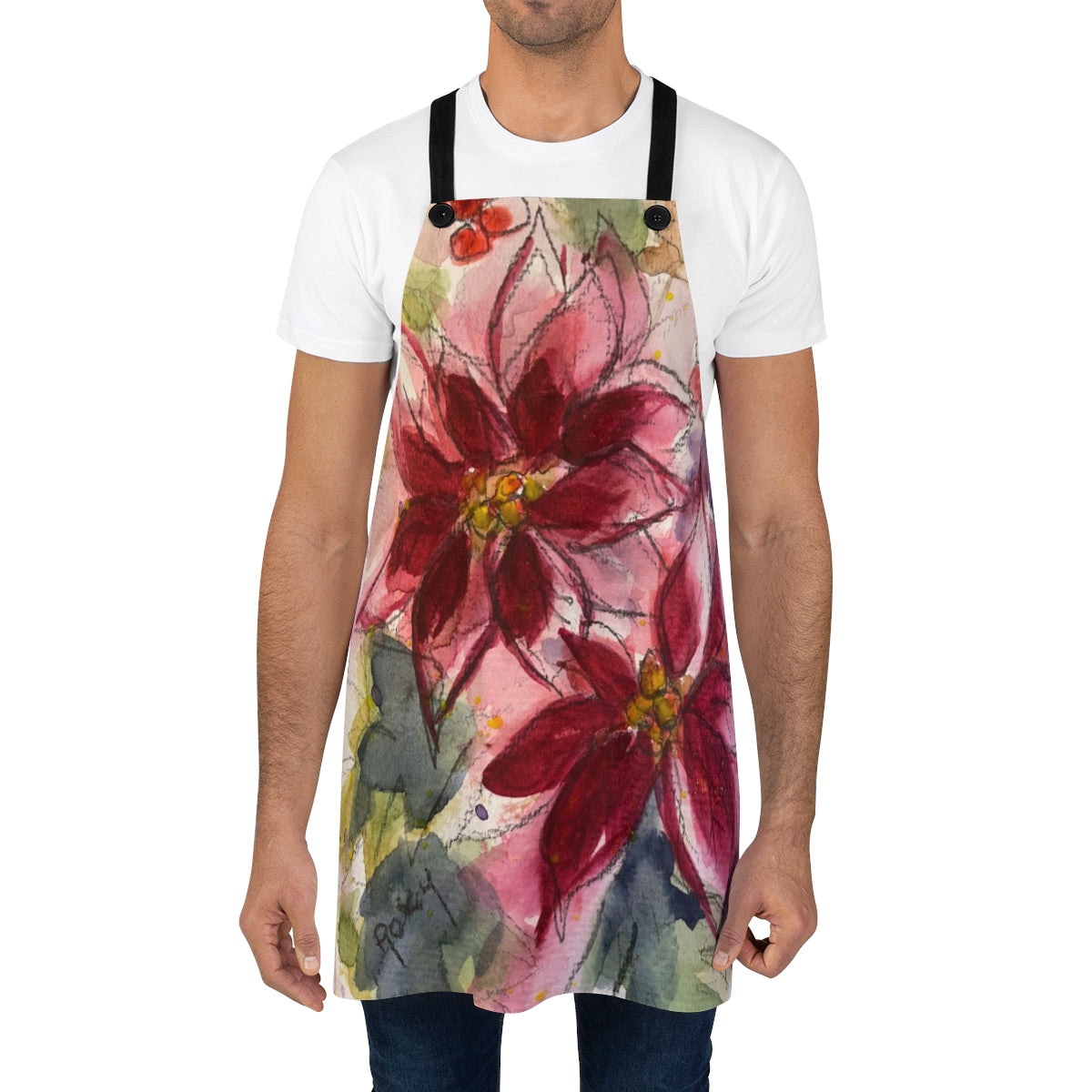 Tablier Poinsettias rouges