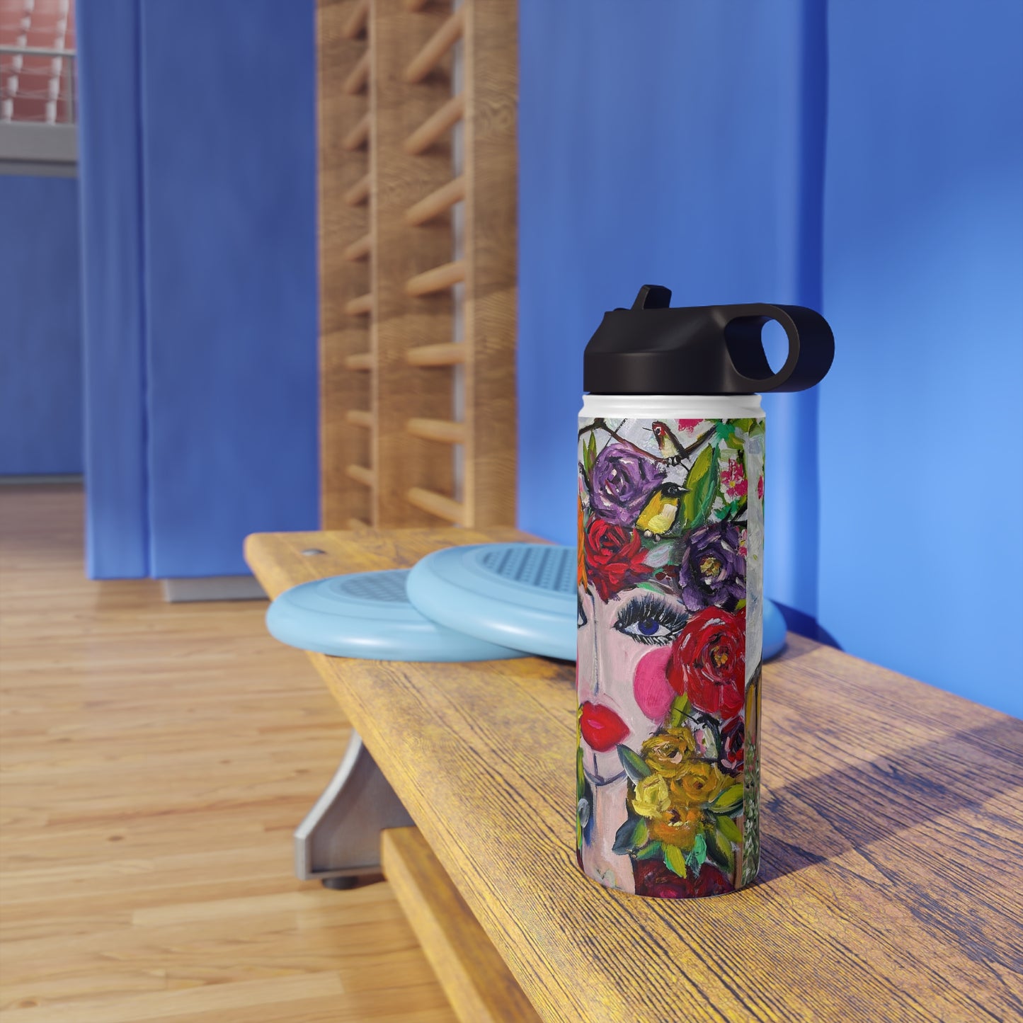 Birds and Blossoms Stainless Steel Water Bottle, Standard Lid