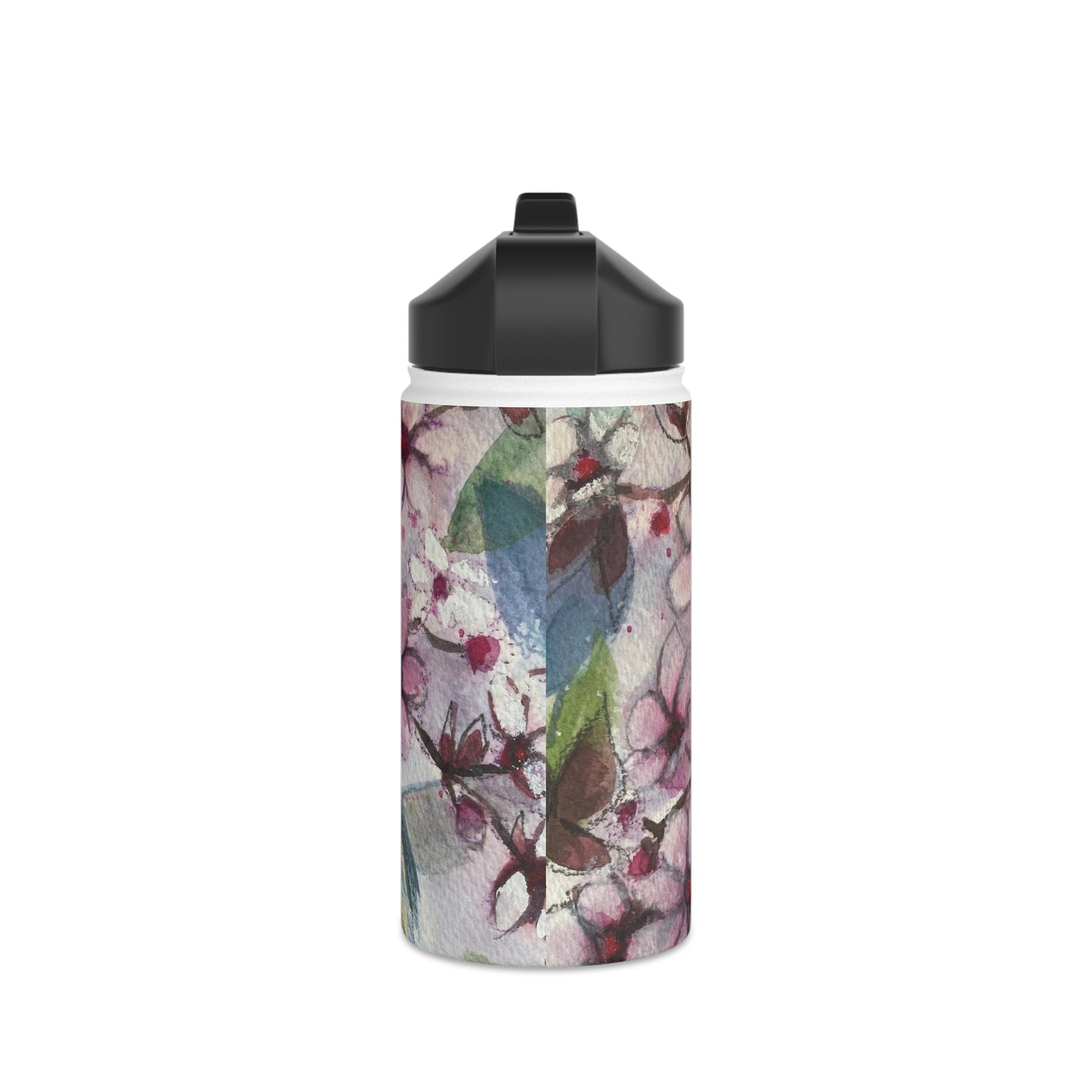 Colibri dans des fleurs de cerisier Bouteille d'eau en acier inoxydable, couvercle standard