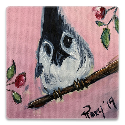 Baby Tit in Snow Square Magnet