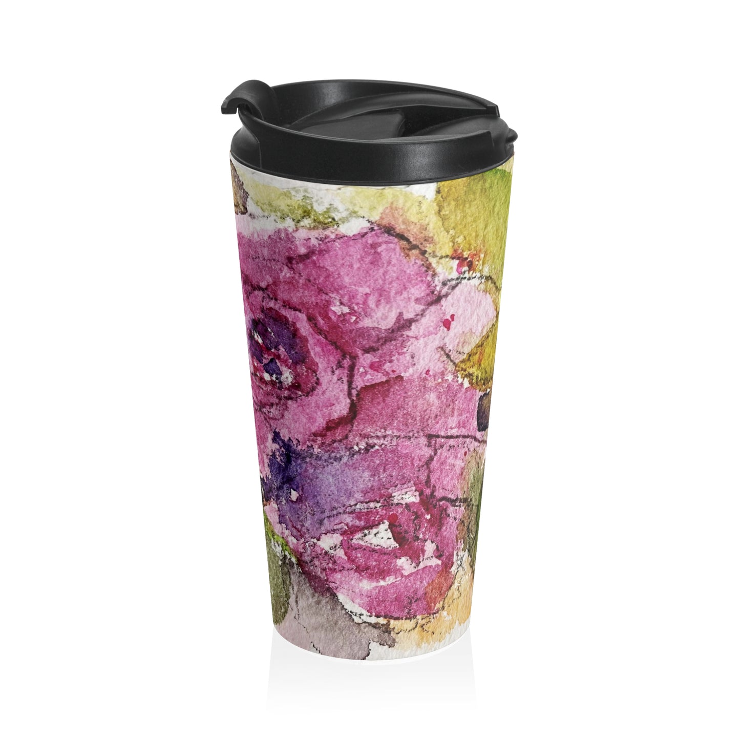 Pink Roses Stainless Steel Travel Mug