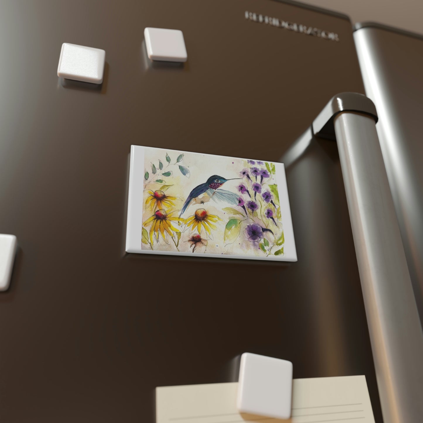 Happy Hummingbird Button Magnet, Rectangle
