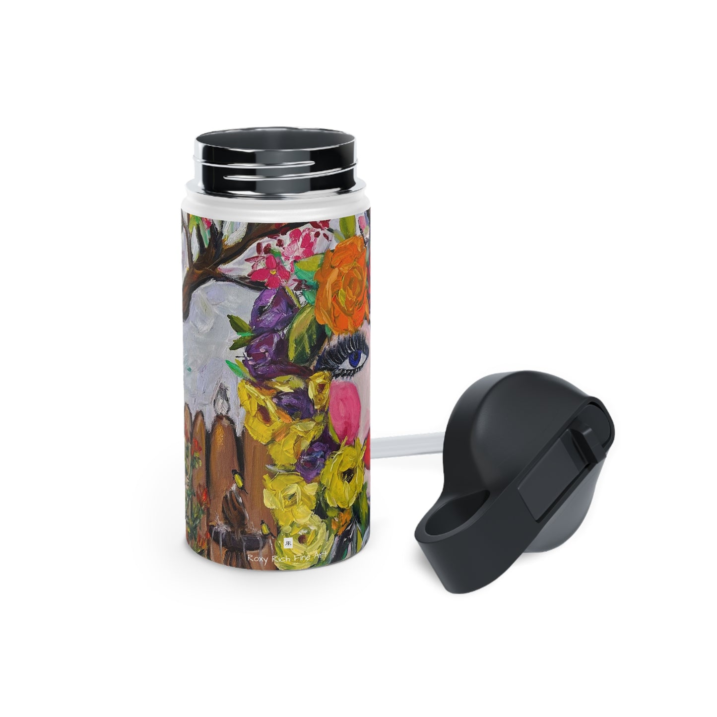 Birds and Blossoms Stainless Steel Water Bottle, Standard Lid
