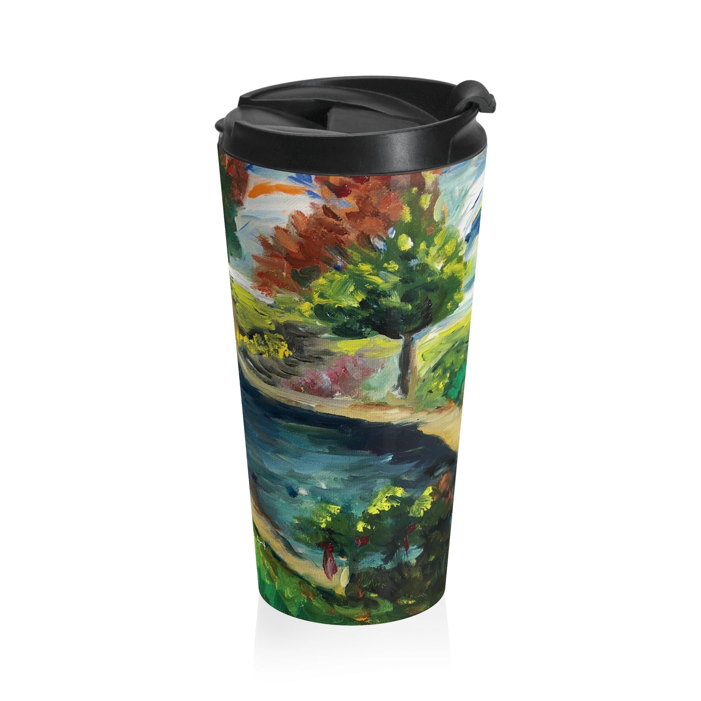 Taza de viaje de acero inoxidable con estanque de patos de Temecula