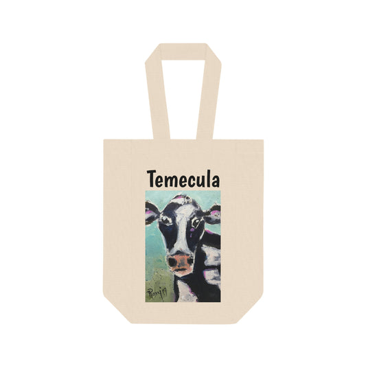 Temecula Double Wine Tote Bag featuring "Edna Cow" painting