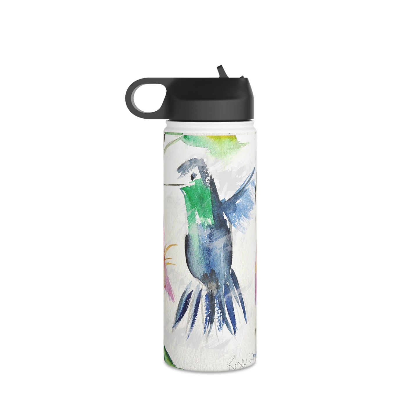 Bouteille d'eau en acier inoxydable Floaty Hummingbird, couvercle standard