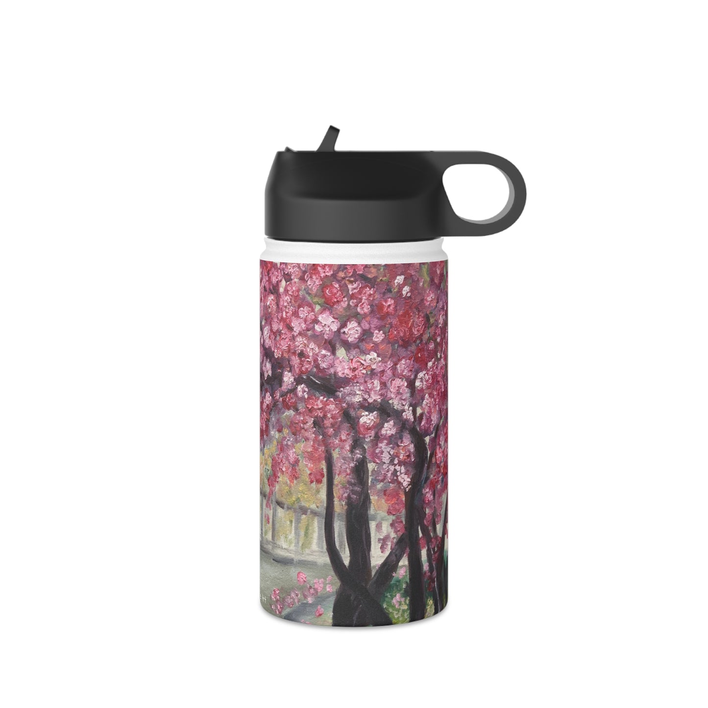 April in Paris Cherry Blossoms Stainless Steel Water Bottle, Standard Lid