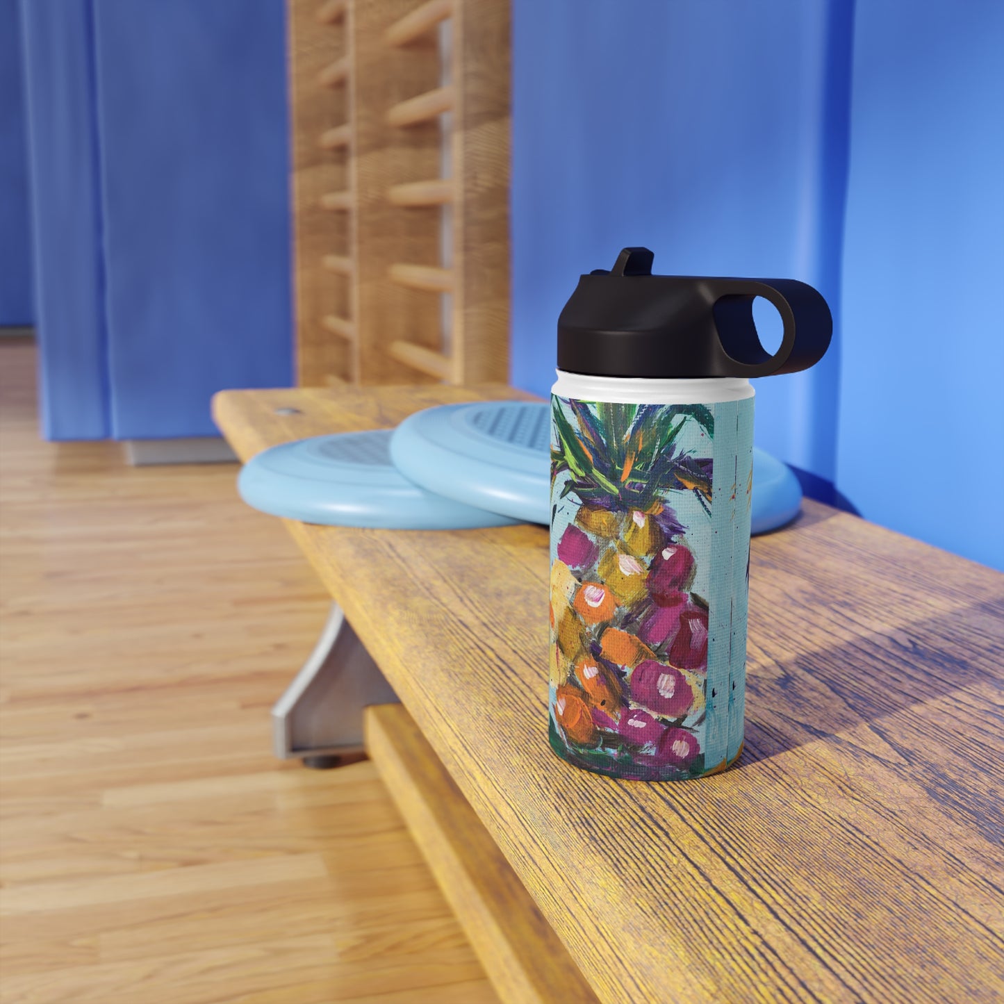 Bouteille d'eau en acier inoxydable ananas rose, couvercle standard