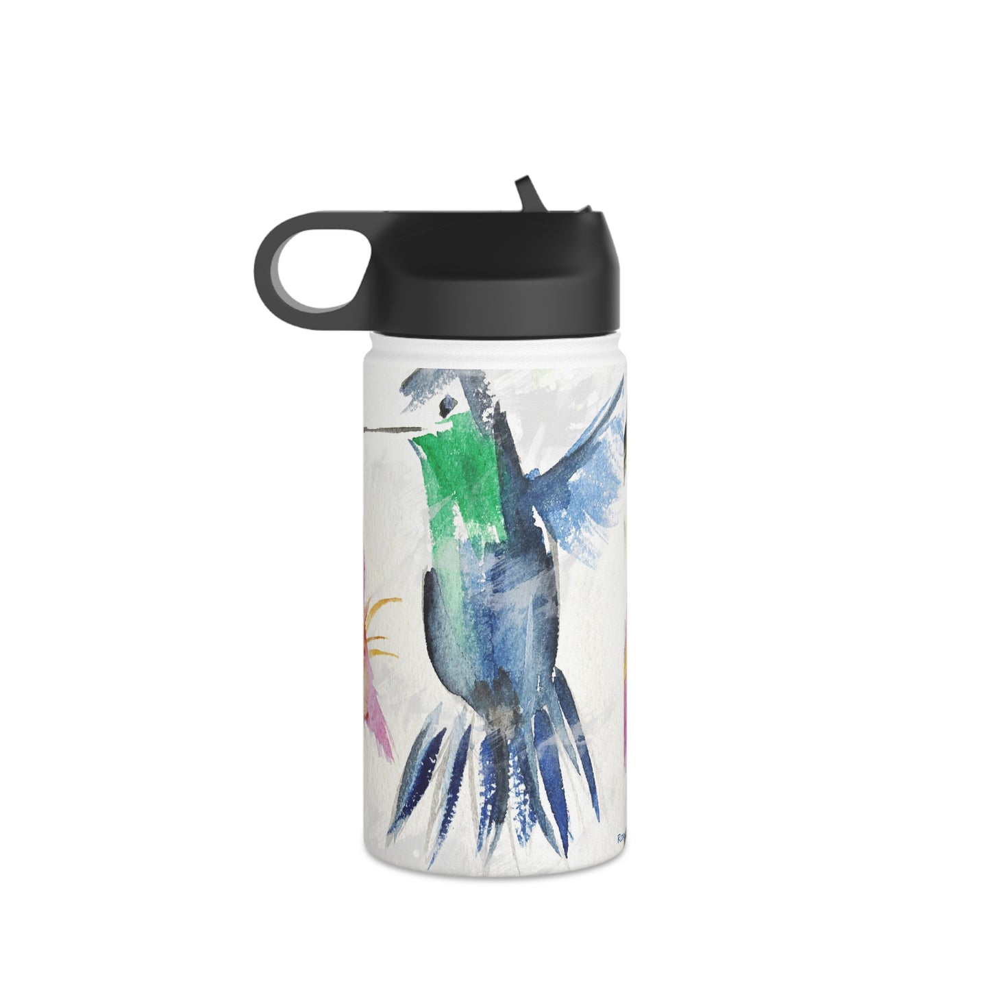 Bouteille d'eau en acier inoxydable Floaty Hummingbird, couvercle standard