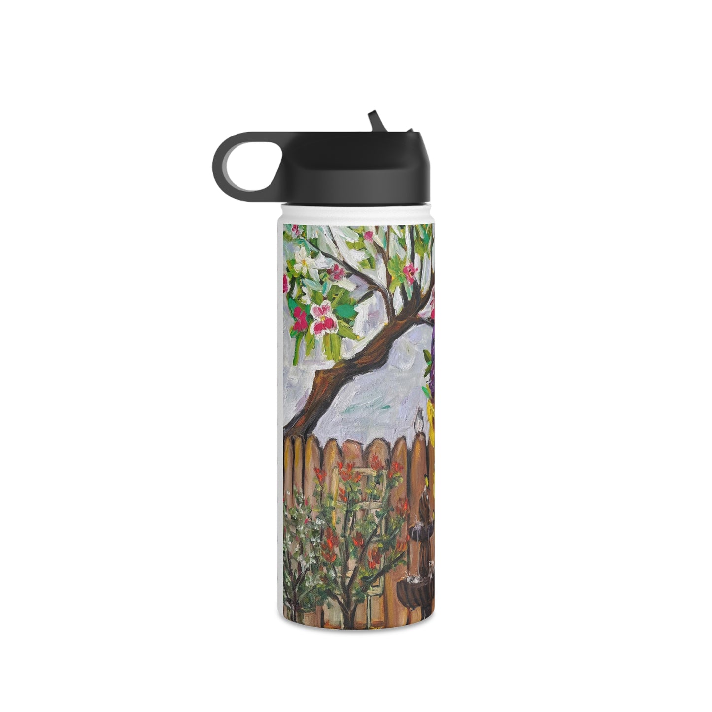 Birds and Blossoms Stainless Steel Water Bottle, Standard Lid