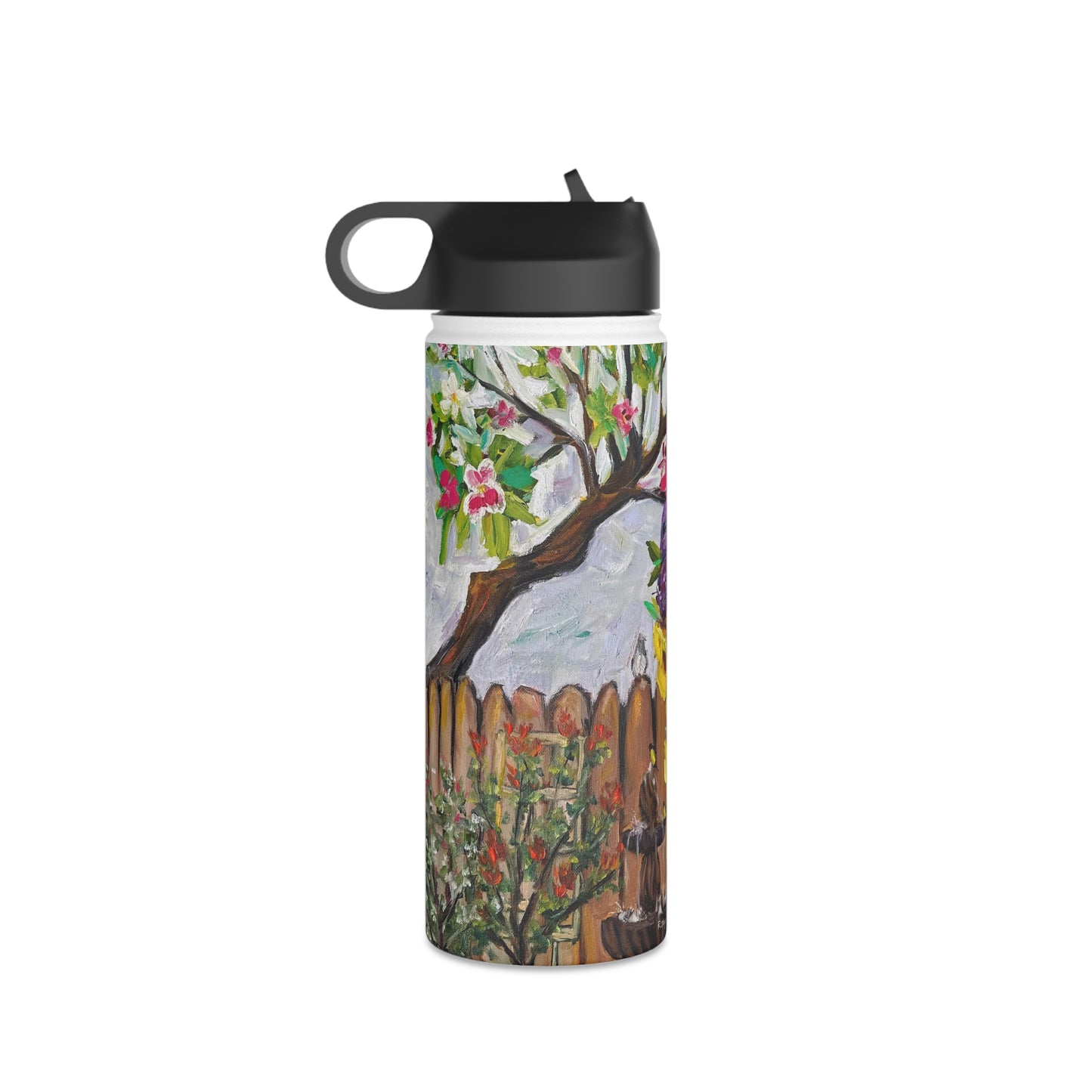 Birds and Blossoms Stainless Steel Water Bottle, Standard Lid