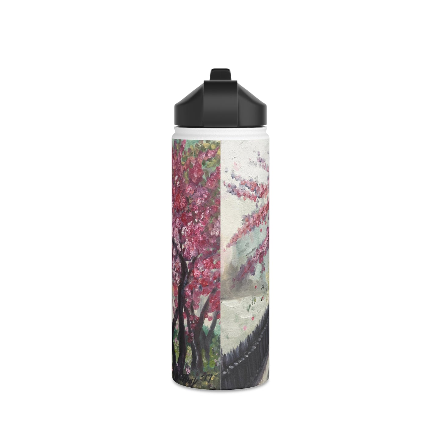 April in Paris Cherry Blossoms Stainless Steel Water Bottle, Standard Lid