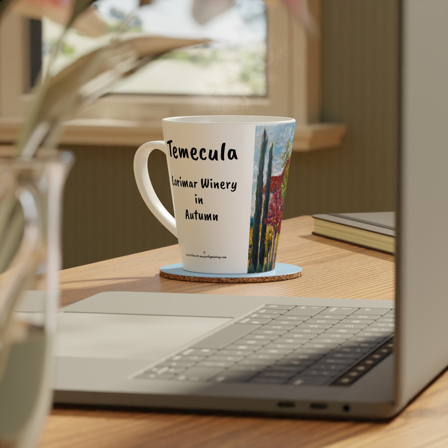 Tasse Temecula Latte, 12 oz avec peinture « Lorimar en automne »