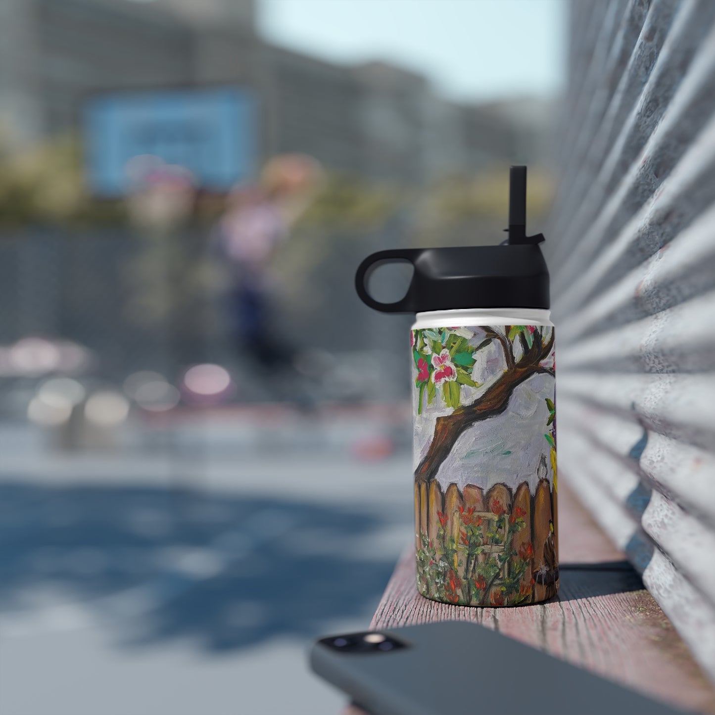Birds and Blossoms Stainless Steel Water Bottle, Standard Lid