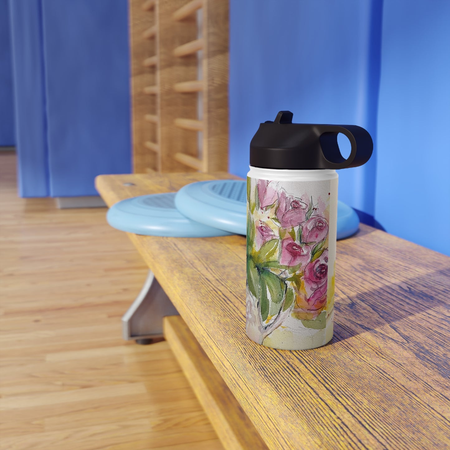 Roses and Pomegranates Stainless Steel Water Bottle, Standard Lid