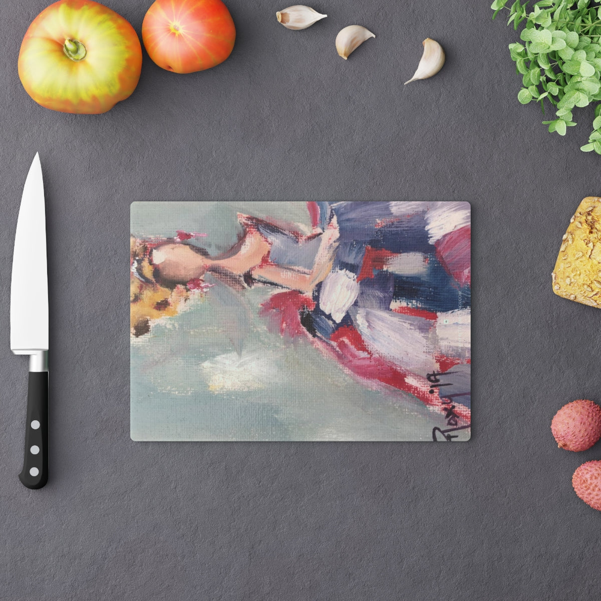 Tabla de cortar de cristal Dama elegante con un vestido de gala