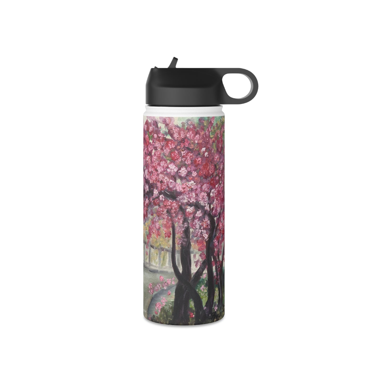 April in Paris Cherry Blossoms Stainless Steel Water Bottle, Standard Lid