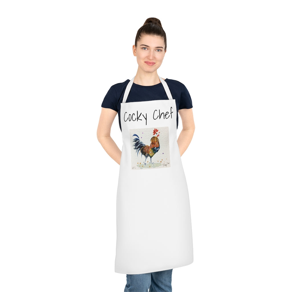 Cocky Chef Whimsical Rooster on Apron Regalo de cocina para cocineros y amantes del gallo