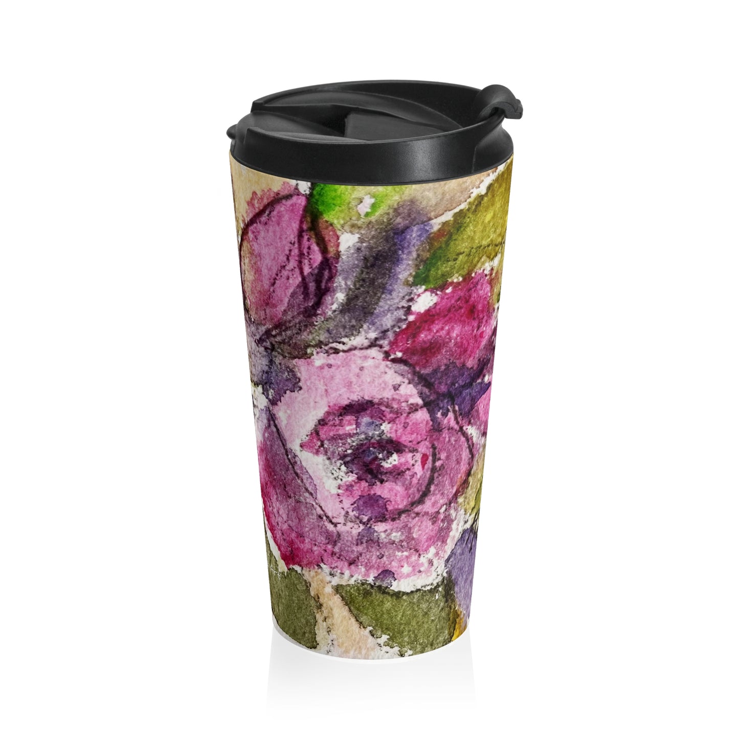 Pink Roses Stainless Steel Travel Mug