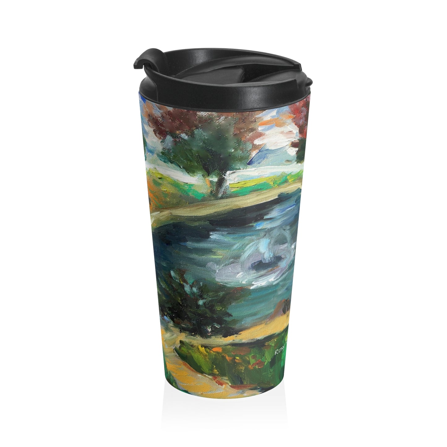 Taza de viaje de acero inoxidable con estanque de patos de Temecula