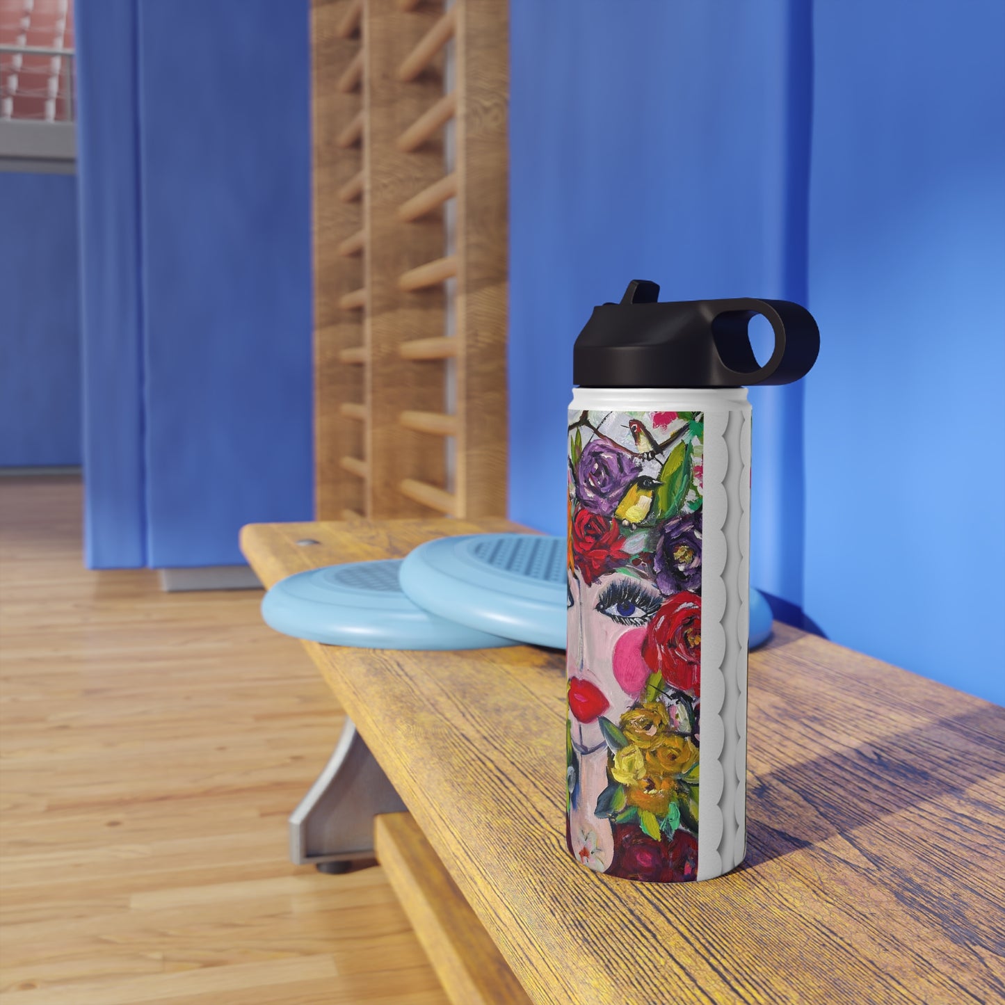 Birds and Blossoms Stainless Steel Water Bottle, Standard Lid