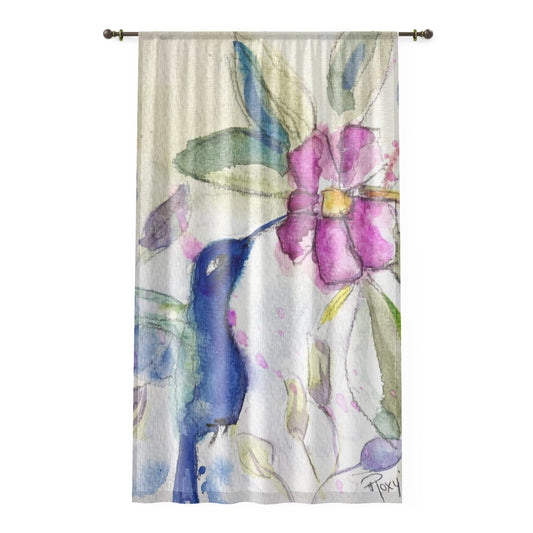 Hummingbird in Spring print on 84 x 50 inch Sheer Window Curtain