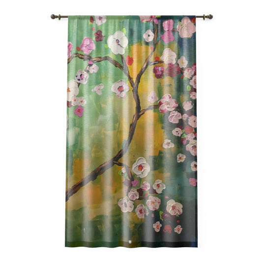 Abstract Cherry Blossoms  84 x 50 inch Sheer Window Curtain