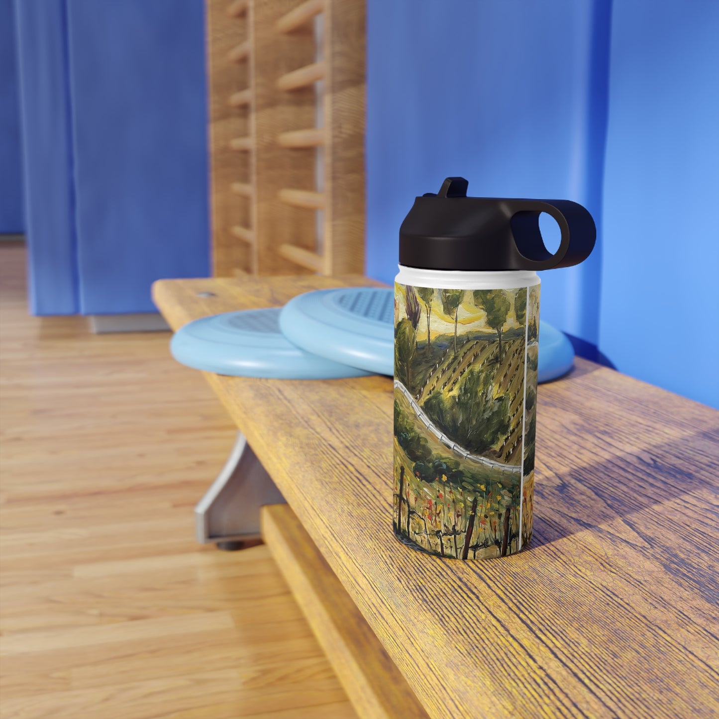 Sunset at the Villa (Bodega GBV) Botella de agua de acero inoxidable, tapa estándar