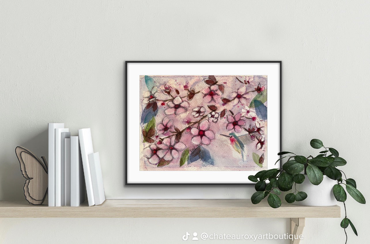 Hummingbird in Cherry Blossoms