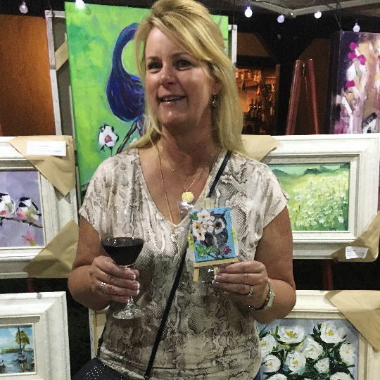 Yellow Landscape-Original Miniature Oil Painting with Stand