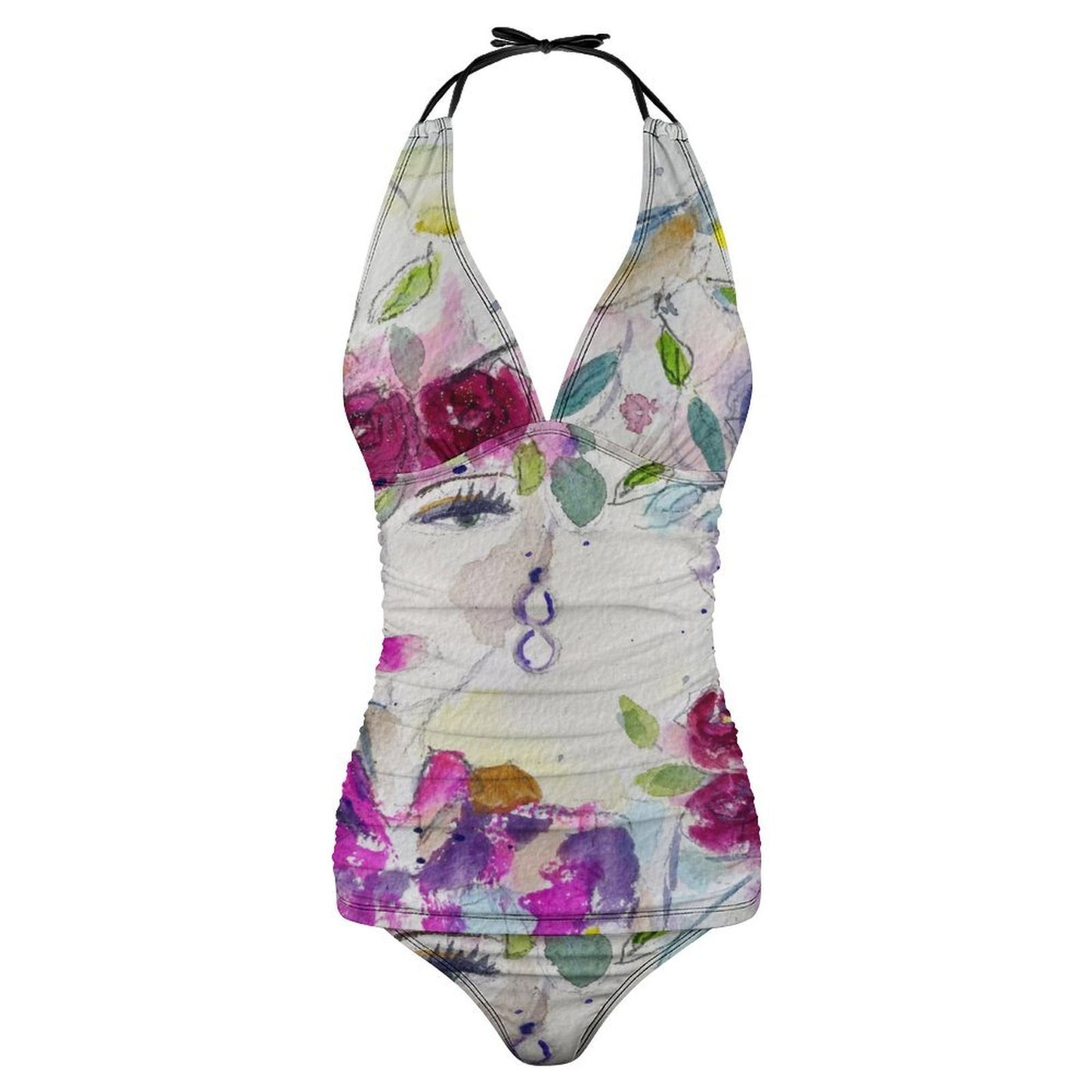 Haute Couture Hummingbird Slim Fit Tankini Split Swimsuit