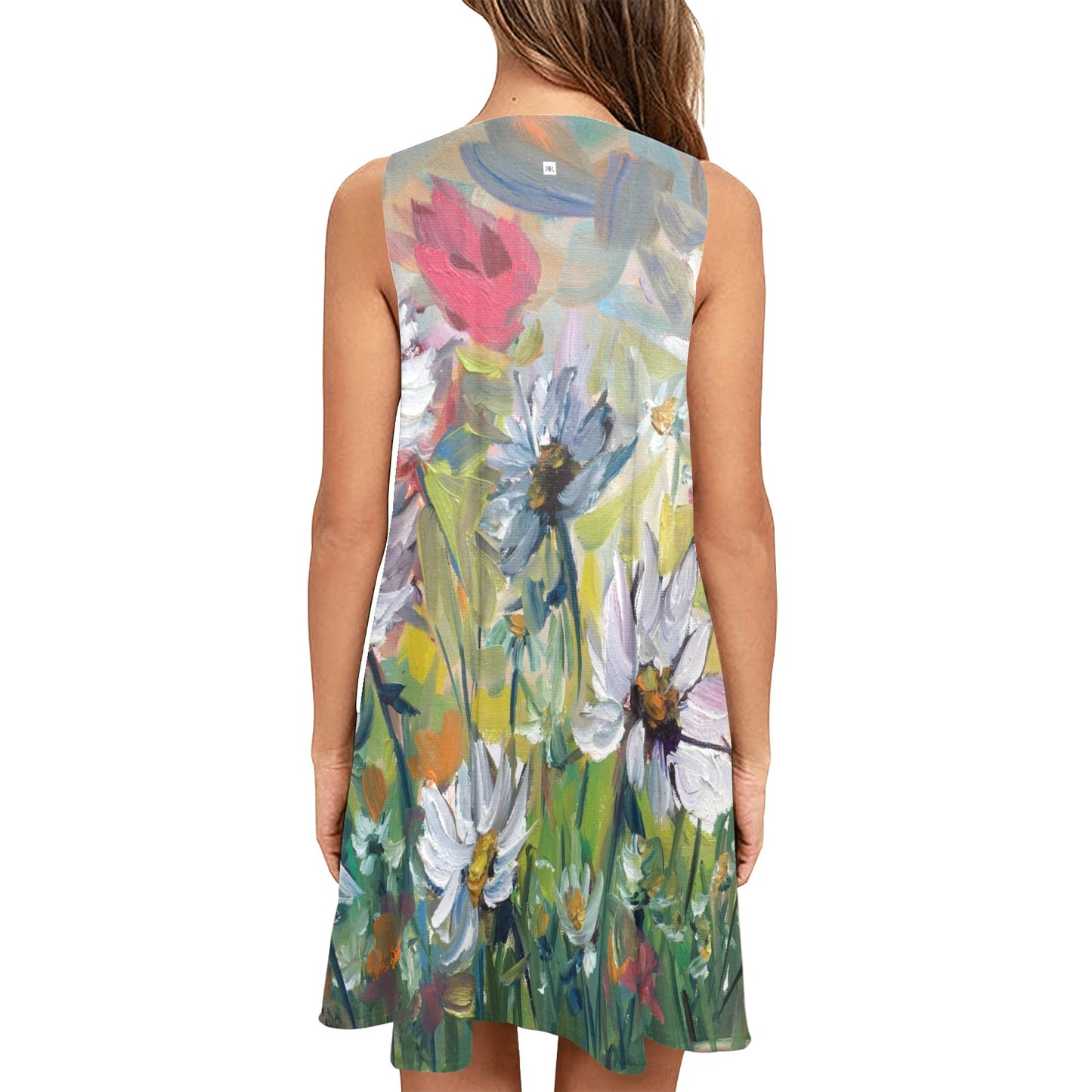 Impressionist Daisies Women's Sleeveless A-Line Dress