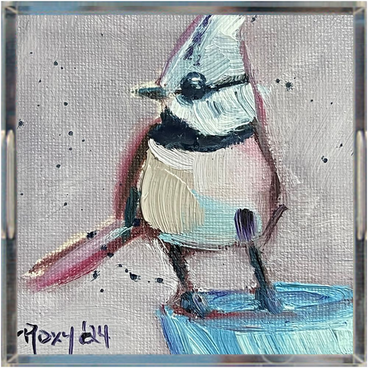 Crested Tit Bird- Acrylic Tray Square