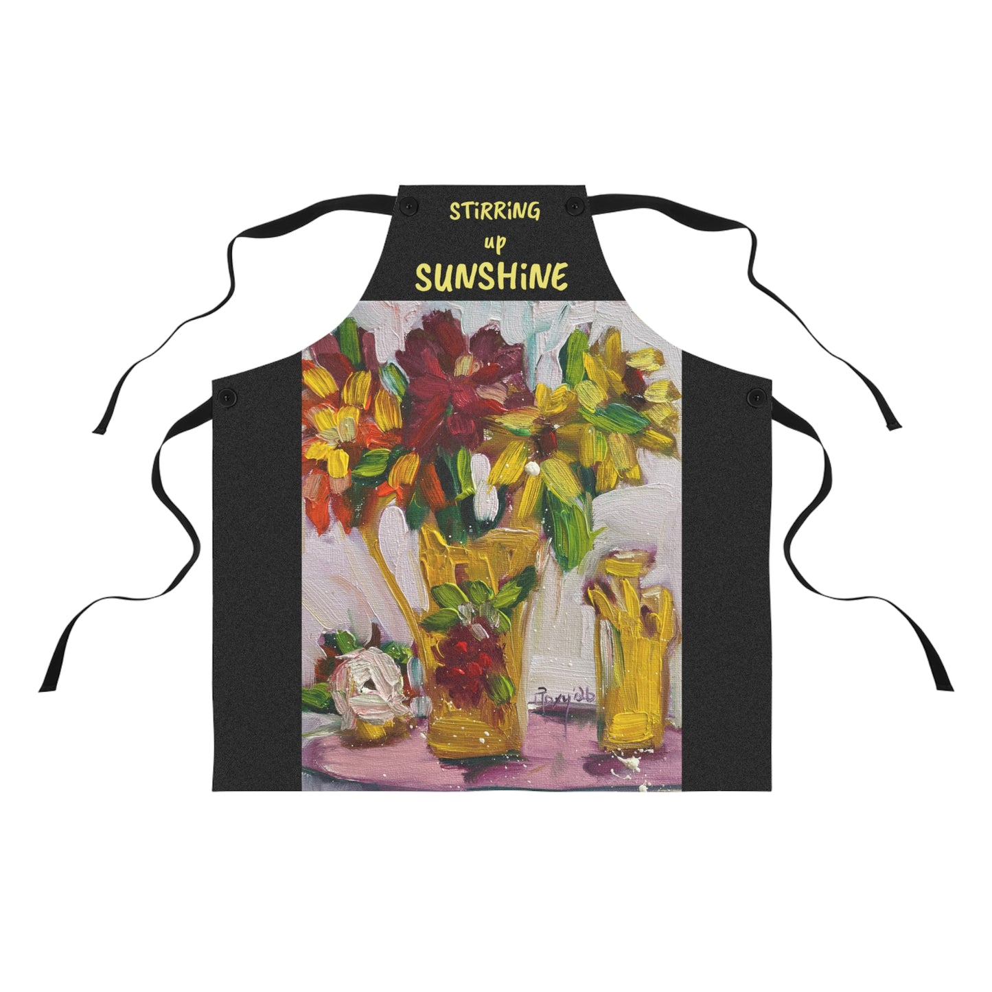 Copy of "Stirring up Sunshine" Petals on the Patio Art Apron – Vibrant Painterly Kitchen Decor