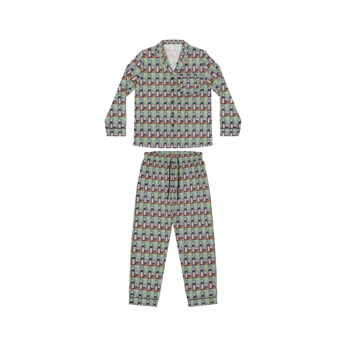 Satin Pajamas — Luxurious Silky Sleepwear Set- Erato-GBV Wine and Clique Glass