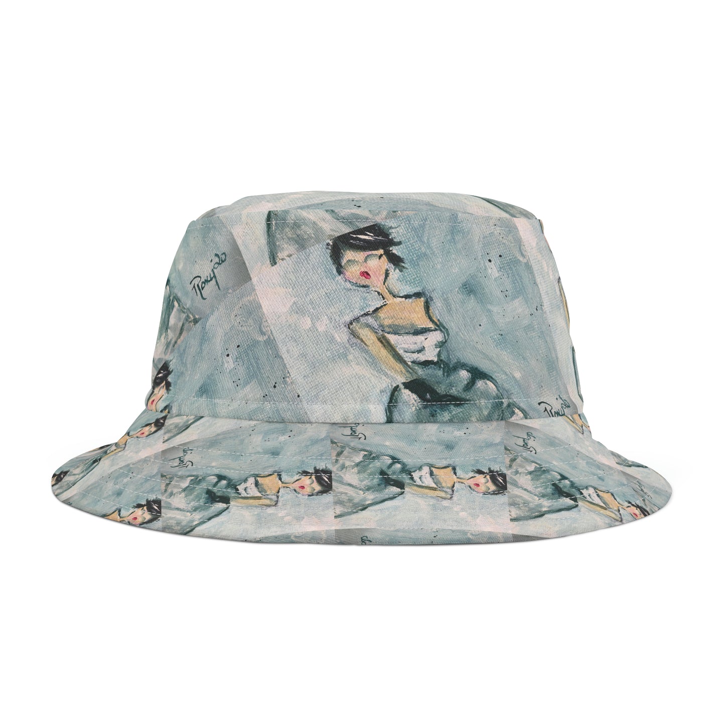 Elegante dama elegante con un sombrero de cubo con vestido de gala