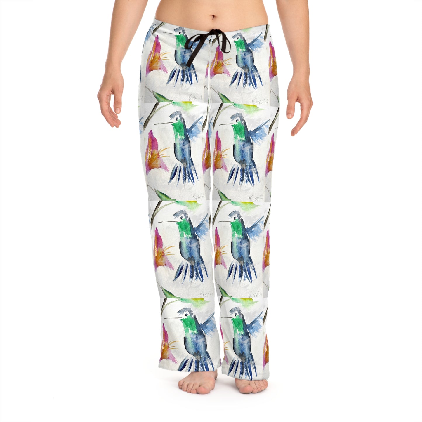 Pajama Pants - Floaty Blue Hummingbird- Women's Pajama Pants