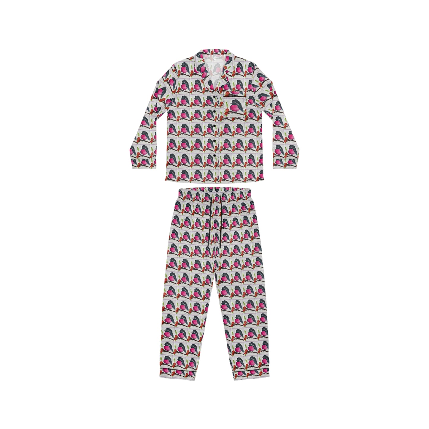 Satin Pajamas — Luxurious Silky Sleepwear Set-Australian Pink Robin