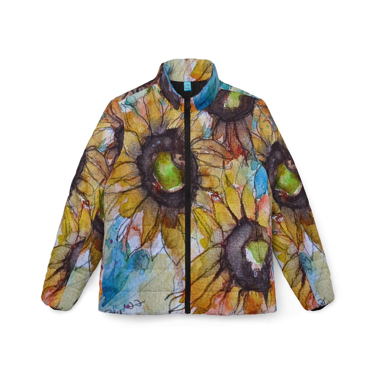 Women's Puffer Jacket - Roxy Rich Fine Art -Sunflowers