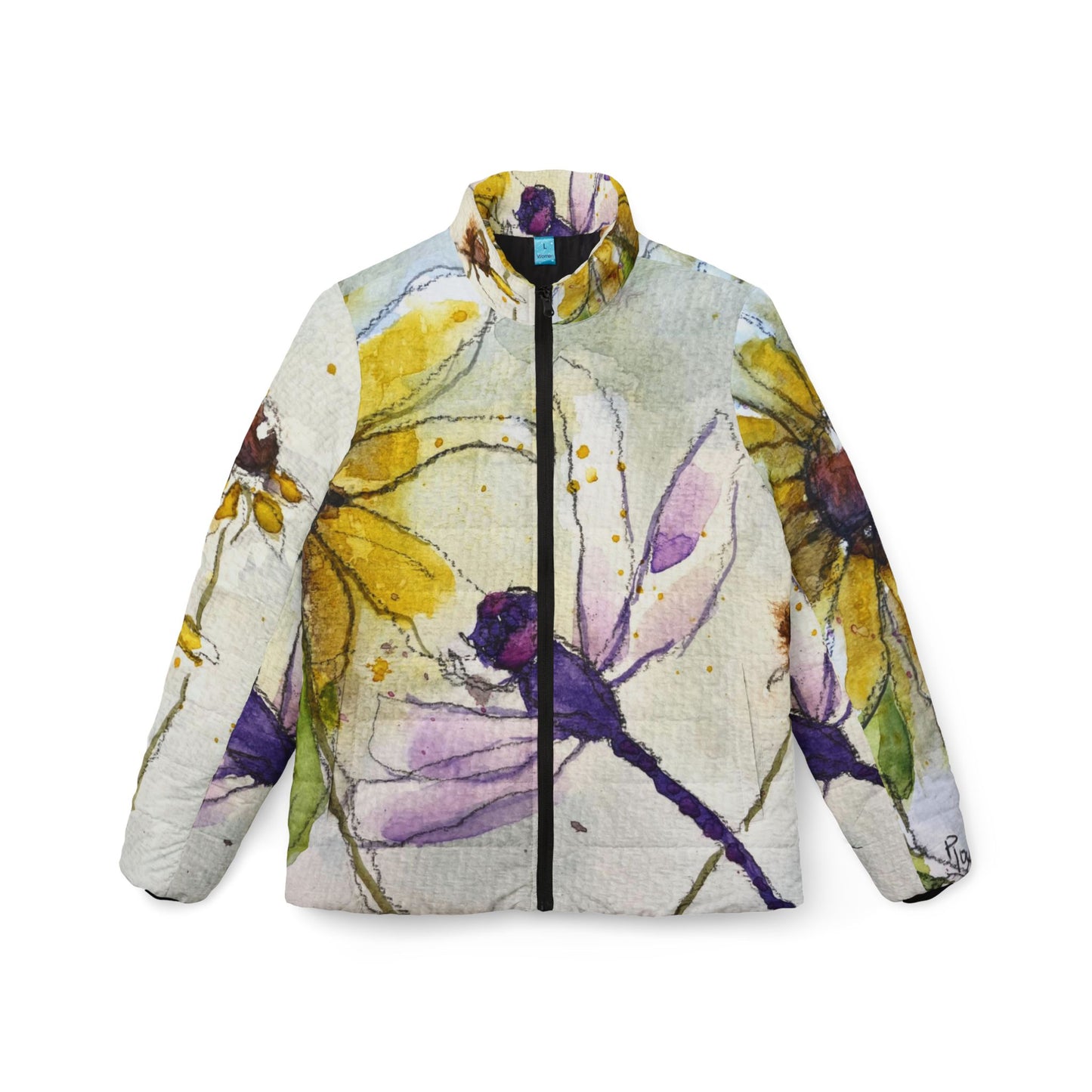Women's Puffer Jacket - Roxy Rich Fine Art -Purple Dragonfly