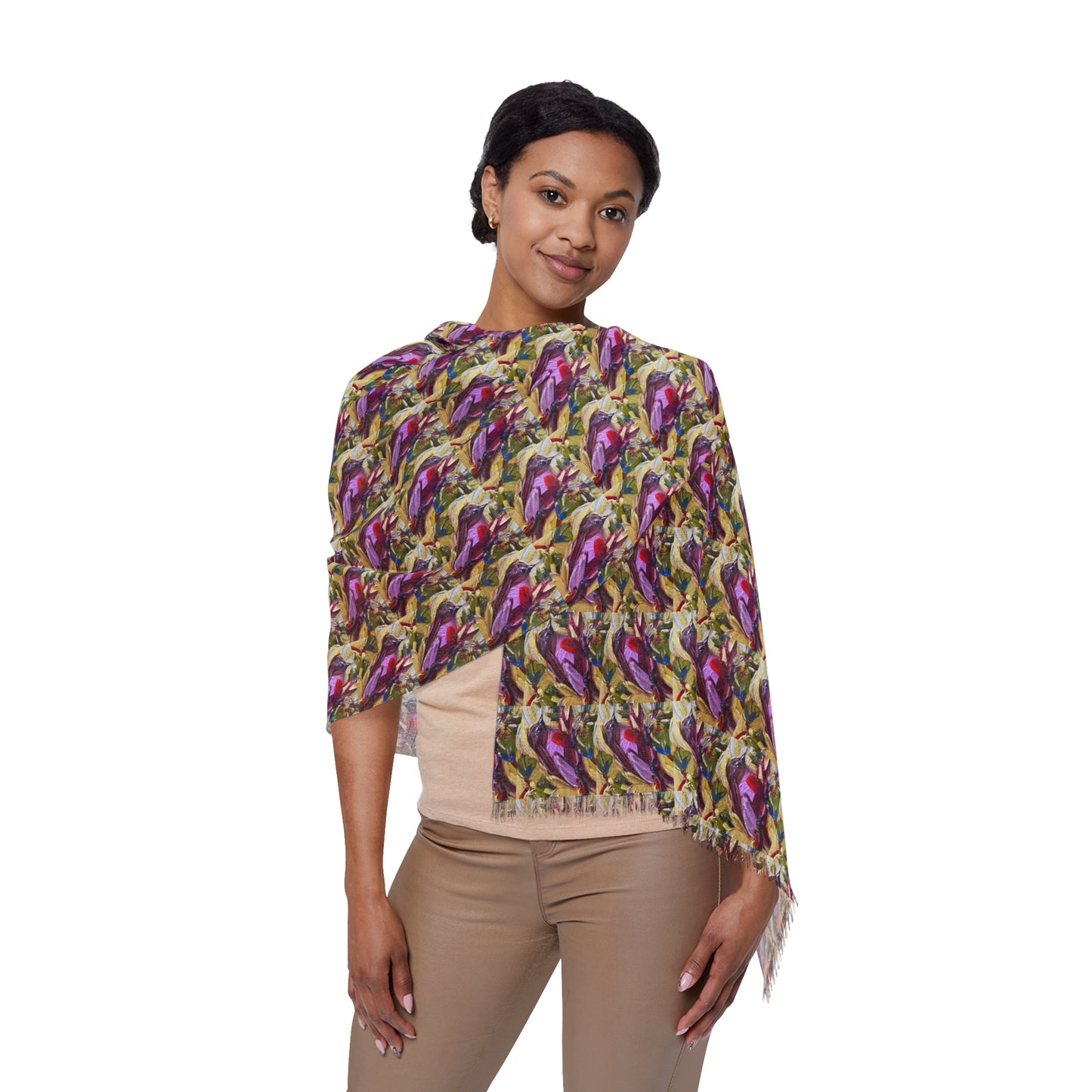 Colorful Scarf — Artistic Lightweight Neck Wrap- Fanciful Finch