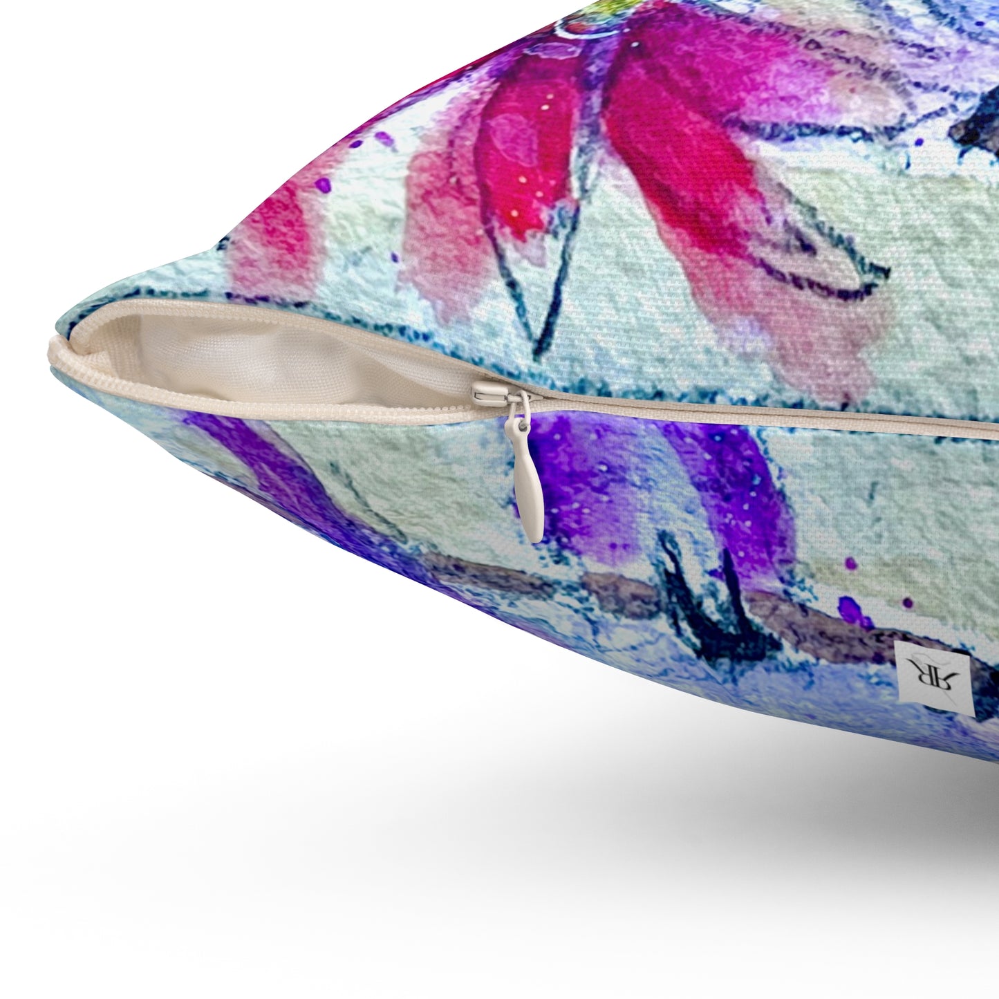 Purple Perch Hummingbird  Throw Pillow — Bright Colorful Accent Pillow