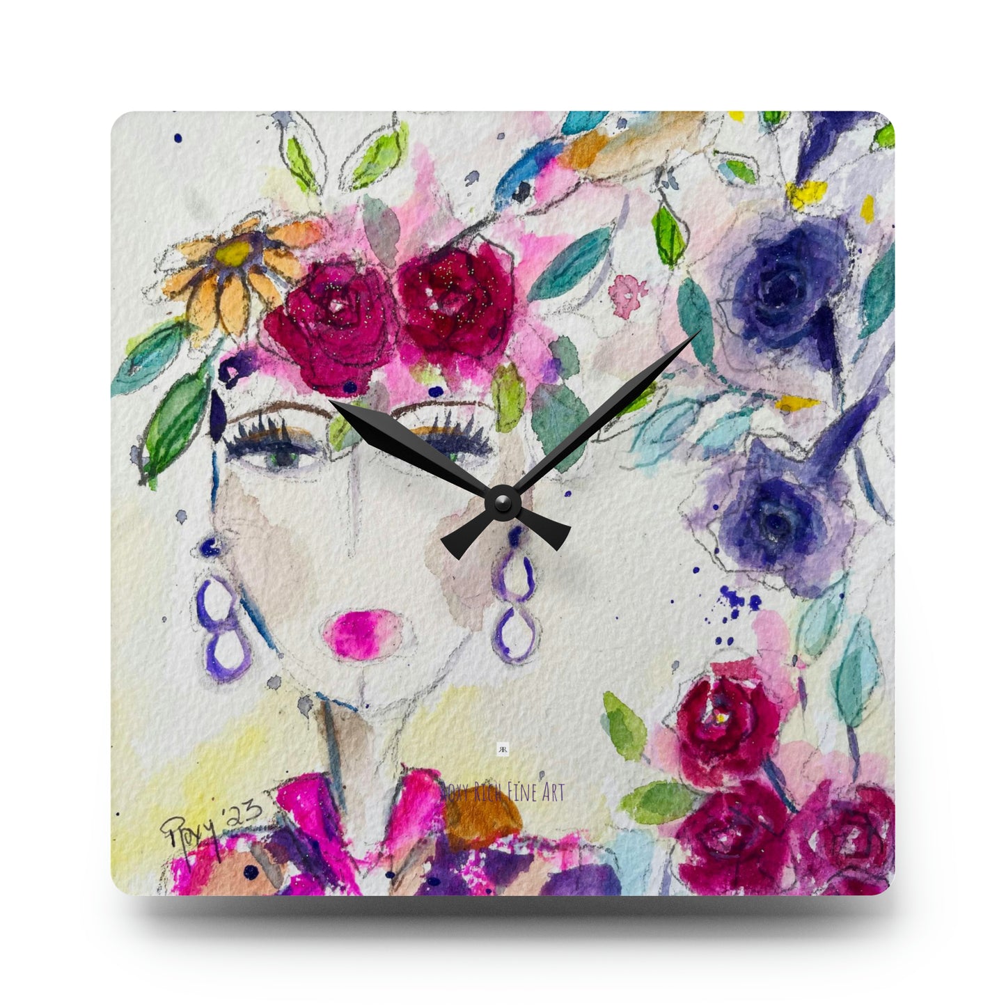 Haute Couture Hummingbird Acrylic Wall Clock